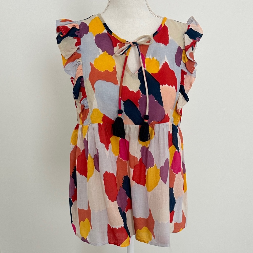 THML Multicolor Ruffle Sleeve Blouse
